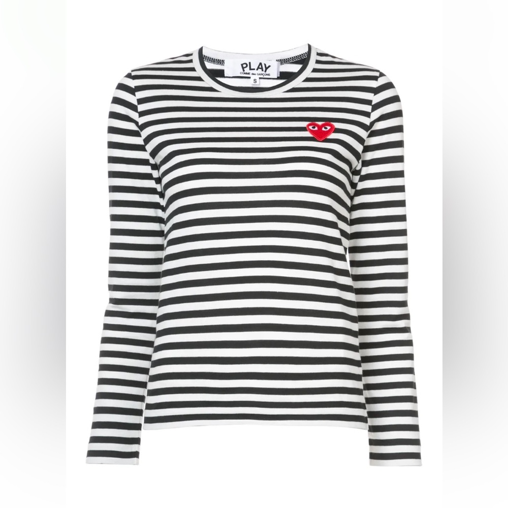 Comme des Garçons Play Striped Long-Sleeved T-Shirt Black And White Sz Xs.